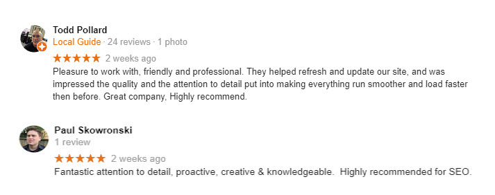 SEO Services Google 5-star review